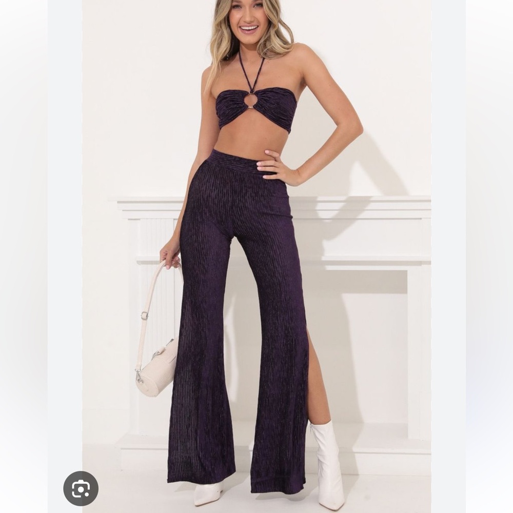 Lucy in the Sky Kadence Velvet Two Piece Set in Deep Purple